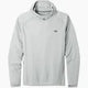 The Echo Hoodie - Men's by Outdoor Research is a gray long-sleeve hooded sweatshirt with a small chest logo, designed for excellent moisture management and essential sun protection to keep you comfortable all day.