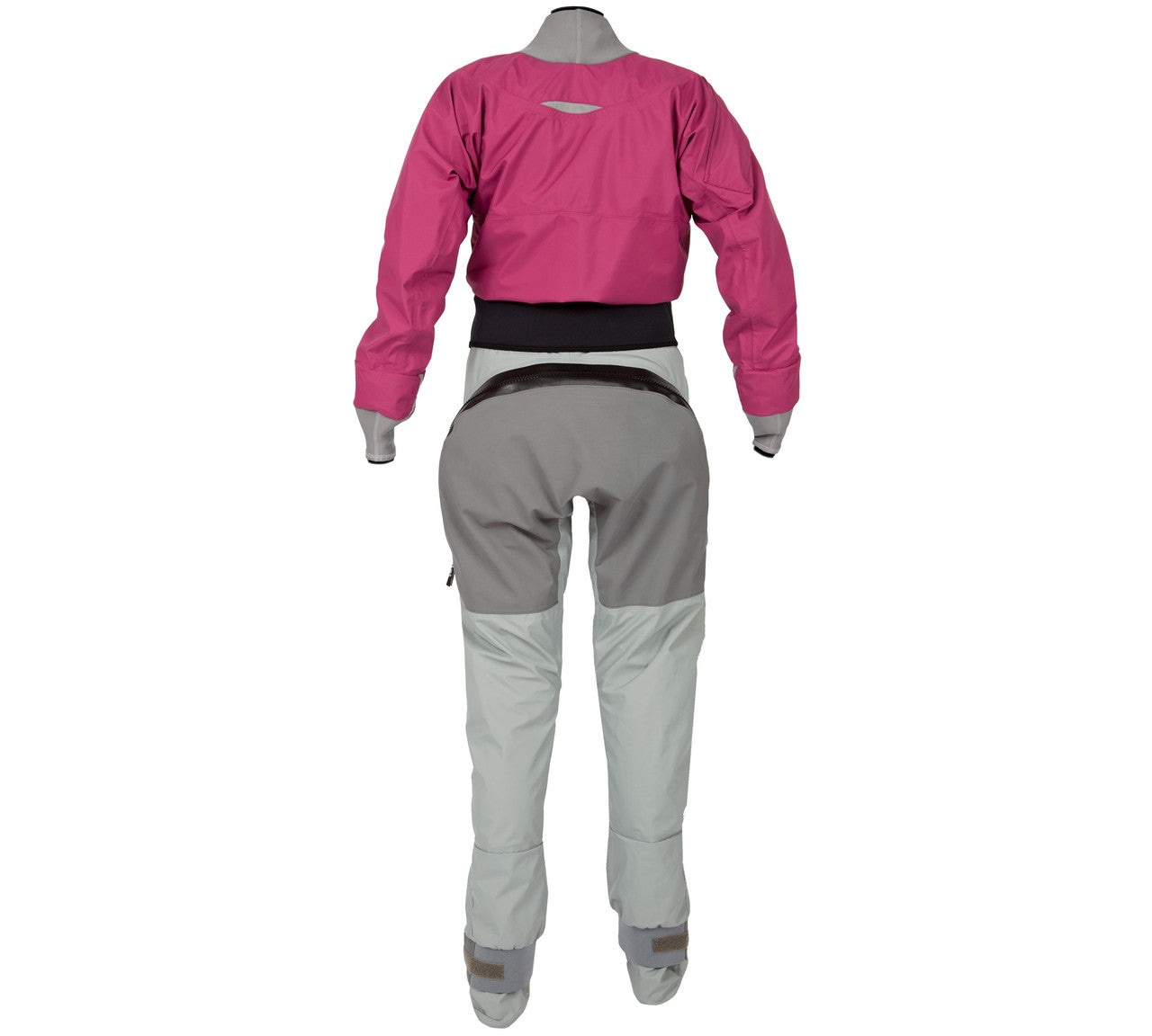 The back view of a Kokatat Hydrus 3.0 Meridian Drysuit - Women's wetsuit that is waterproof and breathable.