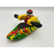 The Foamie Friends Swirl Play Foamie Boaters features a toy figure in a yellow life vest with a black oar in a red, green, and yellow swirl-patterned boat—perfect for imaginative play.