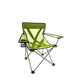 A green folding Teddy Chair with armrests and a mesh cup holder, ideal for car camping, displayed on a solid green background. (Brand Name: Travel Chair)