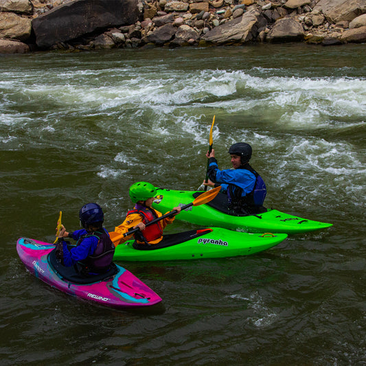 Featuring the Little Kids River Skills Class kids kayak instruction, little kids class manufactured by 4CRS Paddle School shown here from a second angle.