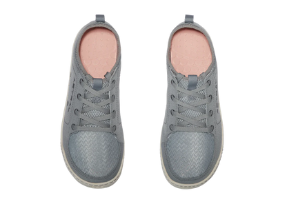 The Astral Loyak - Women's sneakers are gray lace-ups with a light pink interior, designed with FlexGrip for kayaking adventures.