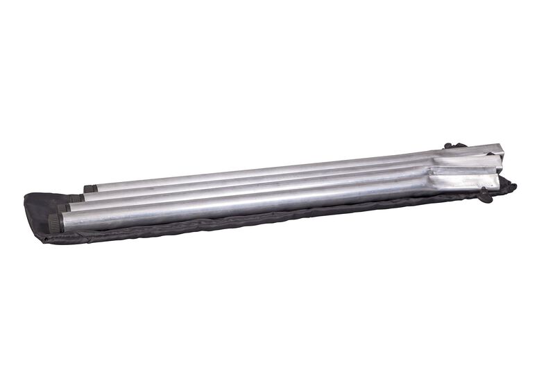A portable Mountaineer Camp Stove Leg Kit by Camp Chef set of metal rods in a bag on a white background.