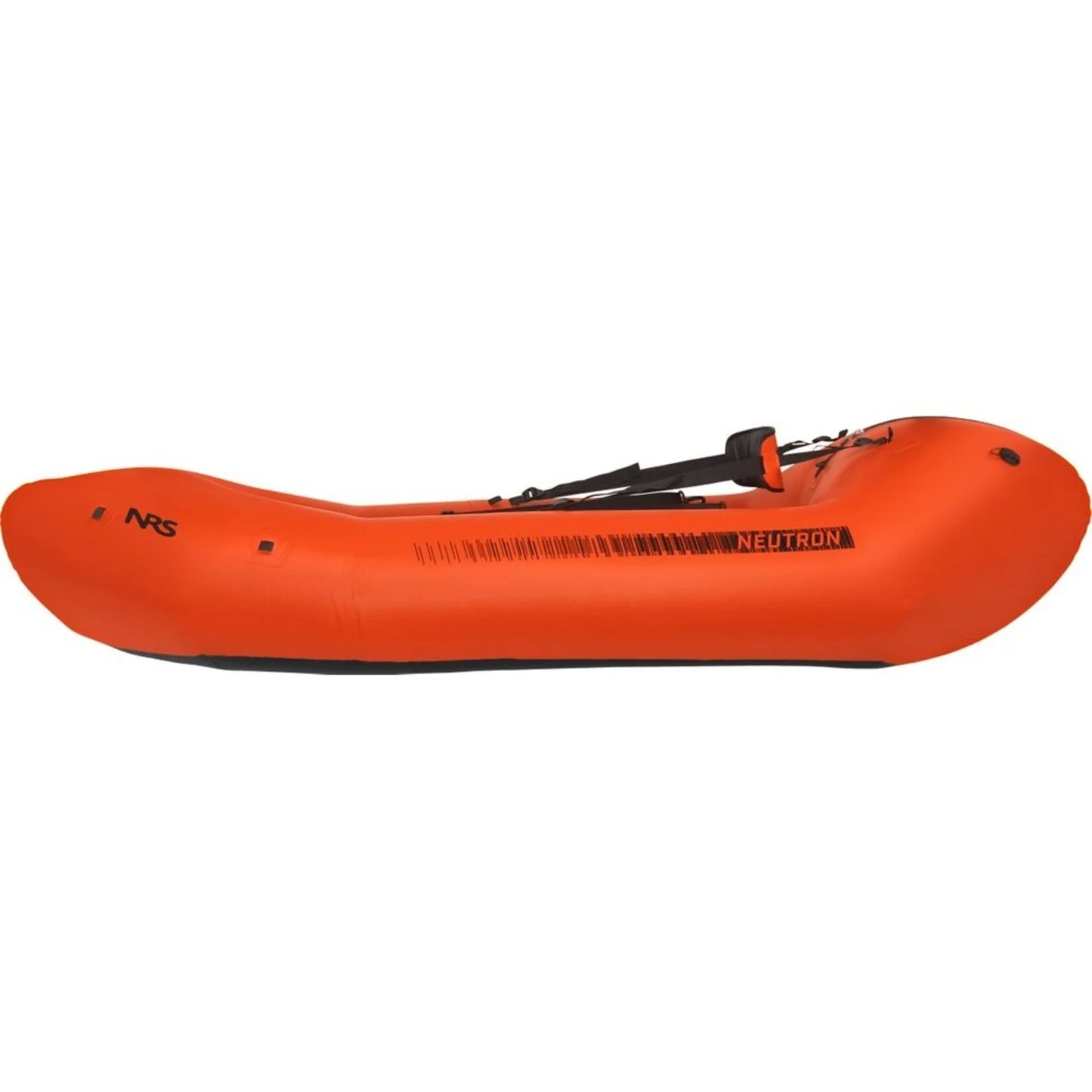 An NRS Neutron Packraft on a white background perfect for whitewater journeys.