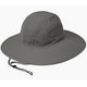 The OR Oasis Sun Sombrero is a gray wide-brimmed hat with a chin strap, offering optimal sun protection with UPF 50+ shielding.