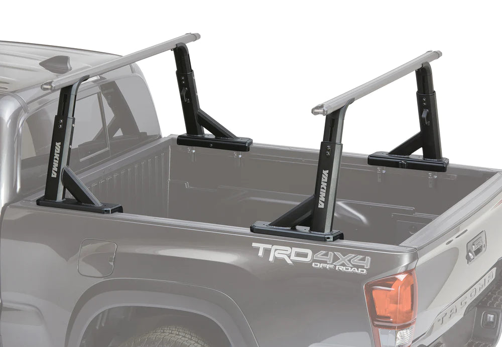 A Yakima OverHaul HD pickup truck equipped with two adjustable racks for increased payload capacity.