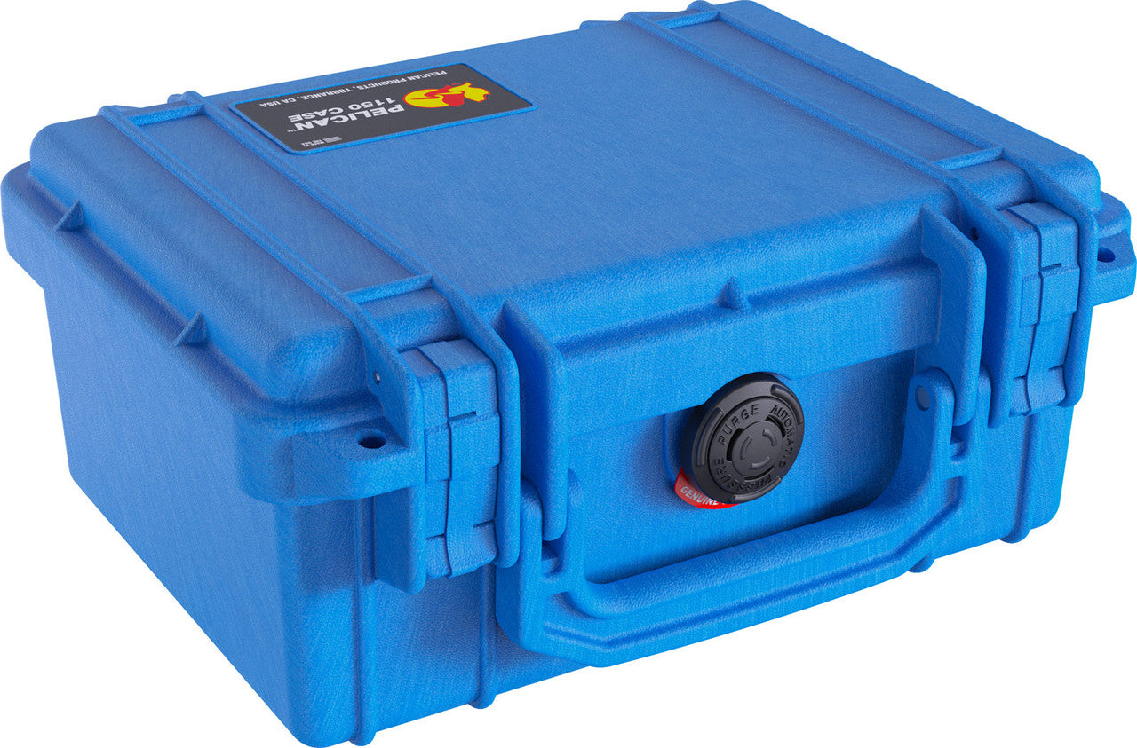A crushproof blue Pelican 1150 Case on a white background.