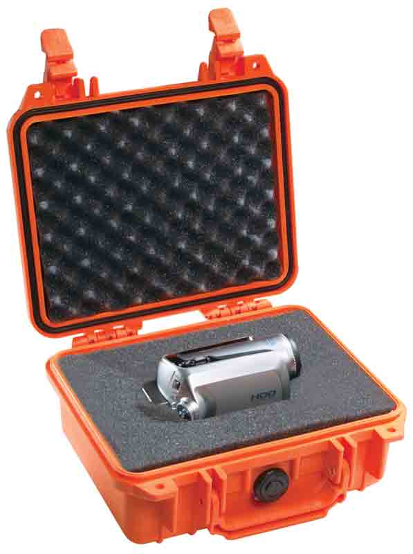 A Pelican 1200 Case with a camera inside, crushproof and watertight for ultimate protection.