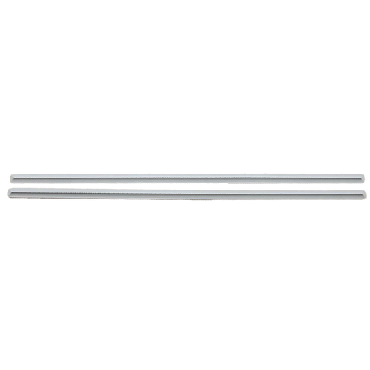 Three parallel metal bars, resembling a sturdy raft frame, are set horizontally on a pristine white background to showcase the durability of the Canyon Coolers' Cooler Shims.