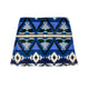 The FunLuvin' Fleece Skirt by FunLuvin' Fleecewear is a blue and white skirt showcasing a geometric pattern with black and turquoise accents, equipped with a comfortable elastic waistband for easy wearing.