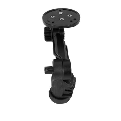 The YakAttack Fish Finder Mounts are black adjustable brackets with a round base and pivot joints, designed for kayak track systems and shown against a white background.