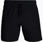 The Outdoor Research Swift Lite Shorts M's are black athletic shorts featuring an elastic waistband and drawstring, displayed against a white background.