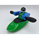 A Foamie Friends Spud Play Boat in a vibrant green color, evocative of river dynamics, effortlessly glides across a pristine white background.
