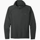 The Outdoor Research Echo Hoodie - Men's is a dark gray long-sleeve sweatshirt designed for moisture management, showcased flat against a white background to highlight its sleek, functional style.