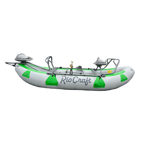 The olive green and gray "13'6\" Teton Fishing Package" by Rio Craft features an aluminum frame, perfect for thrill-seekers navigating whitewater rapids.