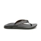 The Chaco Classic Flip - Men's is a black flip flop sandal with a textured sole and patterned fabric strap, shown on a white background—ideal for anyone wanting vegan-friendly footwear.