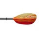 The AquaBound Whiskey kayak paddle features a high-angle fiberglass blade with an orange, red, and yellow gradient design, stylized wave graphics, and the AquaBound logo.