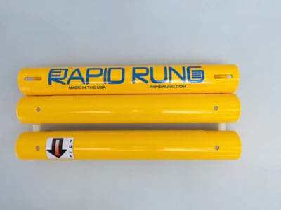 A Rapid Rung Raft Ladder with blue writing.