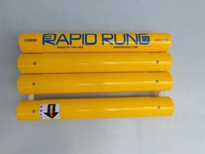 A set of yellow Rapid Rungs on a white surface.