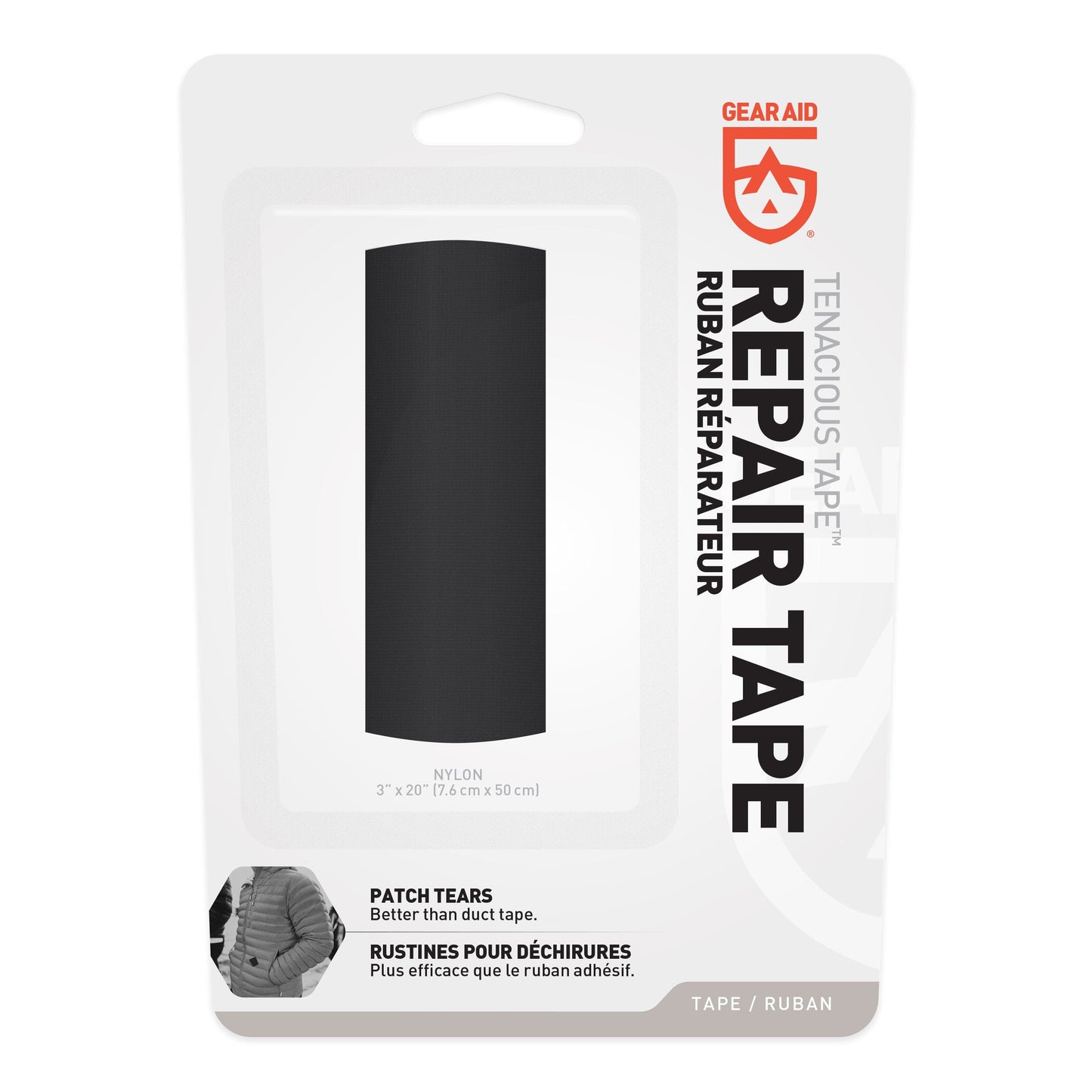 Featuring the Tenacious Tape Roll field repair, kayak care, kayak repair manufactured by Gear Aid shown here from one angle.