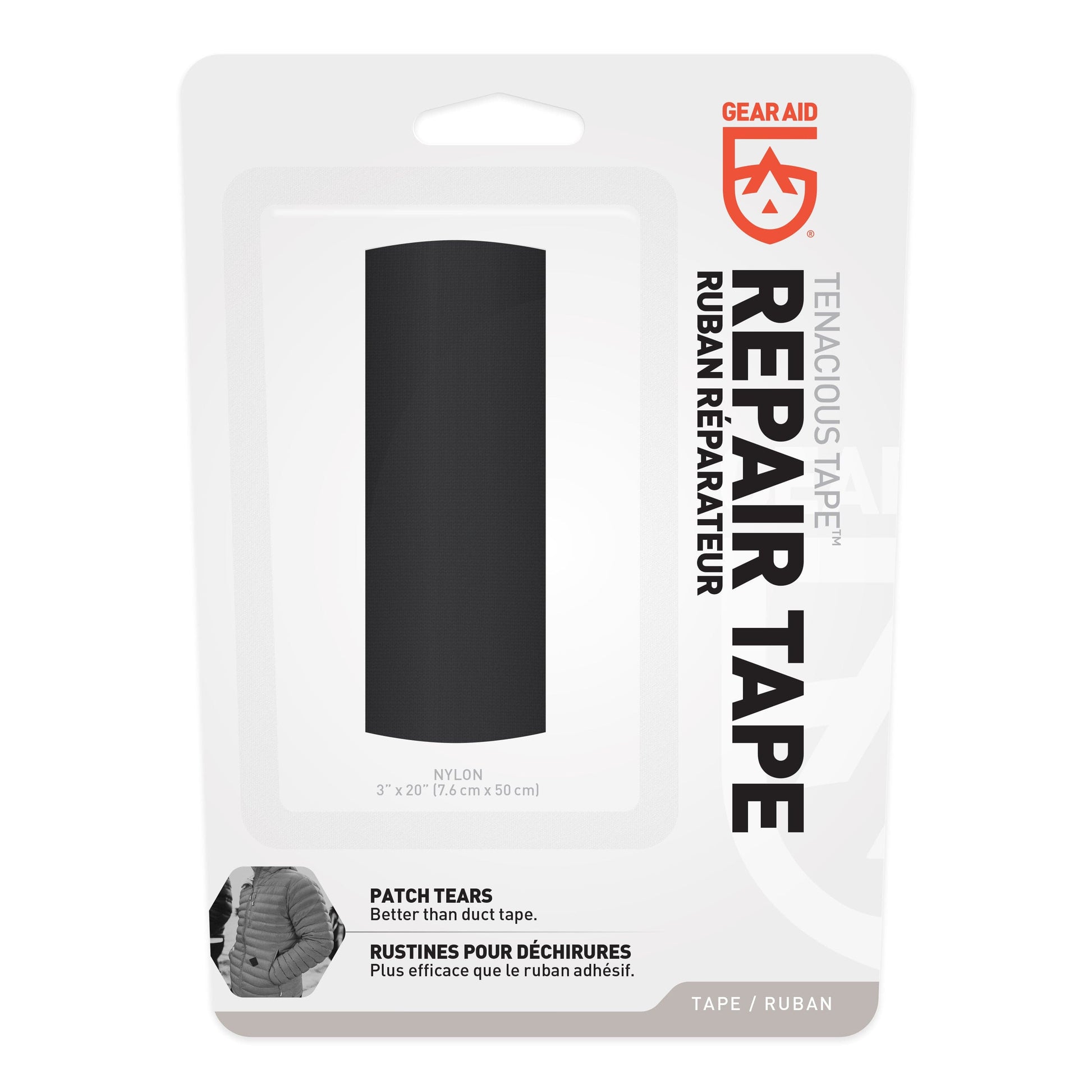Featuring the Tenacious Tape Roll field repair, kayak care, kayak repair manufactured by Gear Aid shown here from one angle.