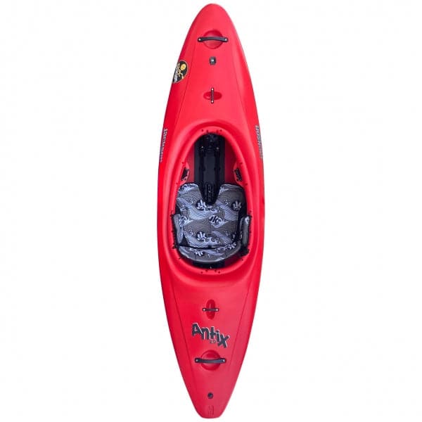 Featuring the Antix 2.0 creek boat, freestyle kayak, play boat, river runner kayak manufactured by Jackson Kayak shown here from a third angle.