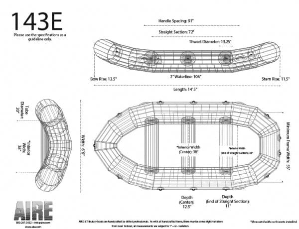 Featuring the E-Series Rafts raft manufactured by AIRE shown here from a fifteenth angle.