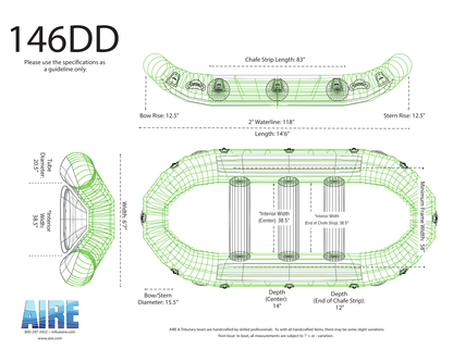 Featuring the 146DD Raft raft manufactured by AIRE shown here from a thirteenth angle.