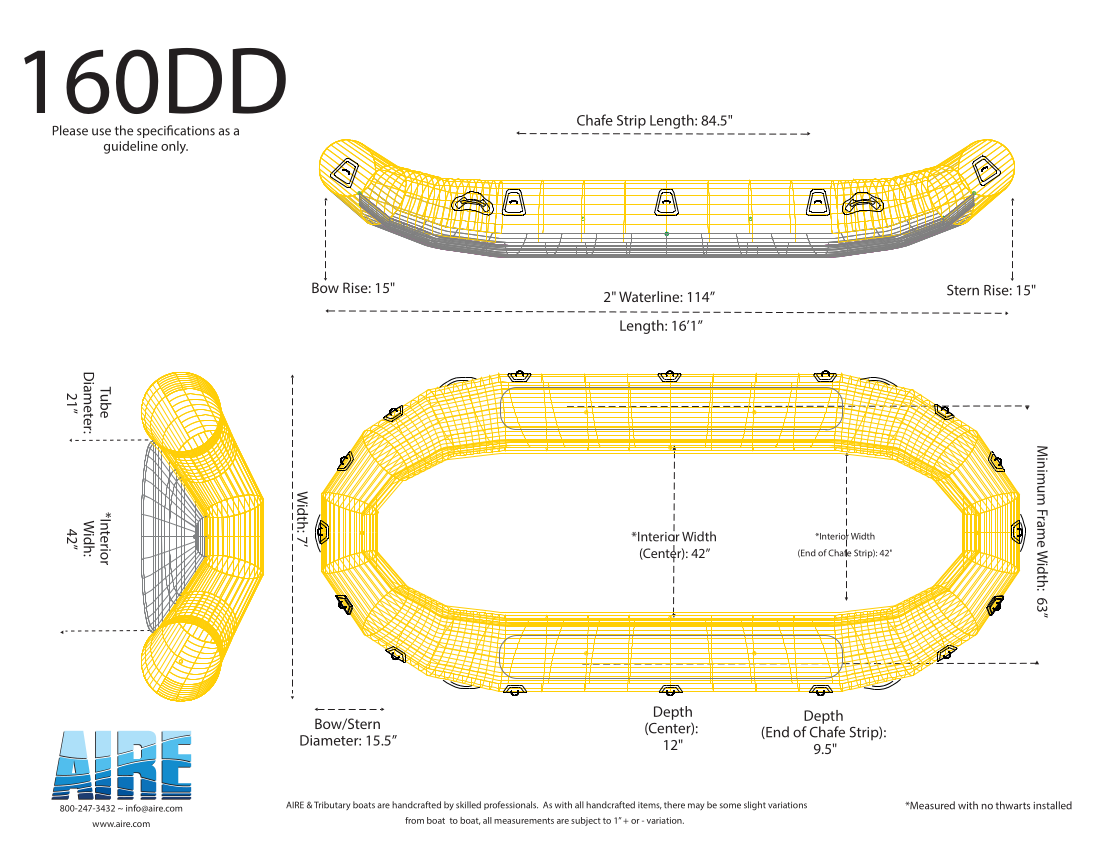 Featuring the 160DD Raft raft manufactured by AIRE shown here from a fourteenth angle.