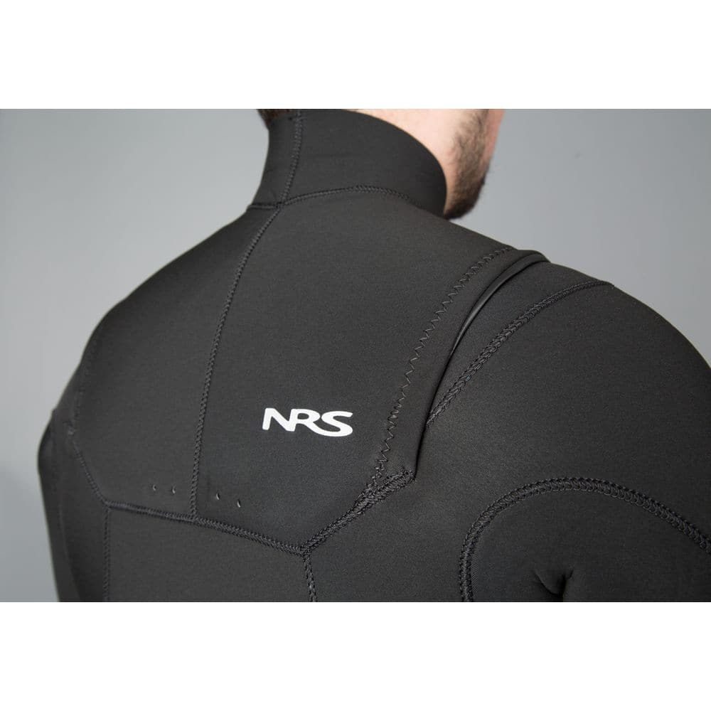 Featuring the Radiant 3/2 Wetsuit men's thermal layering manufactured by NRS shown here from a fourth angle.