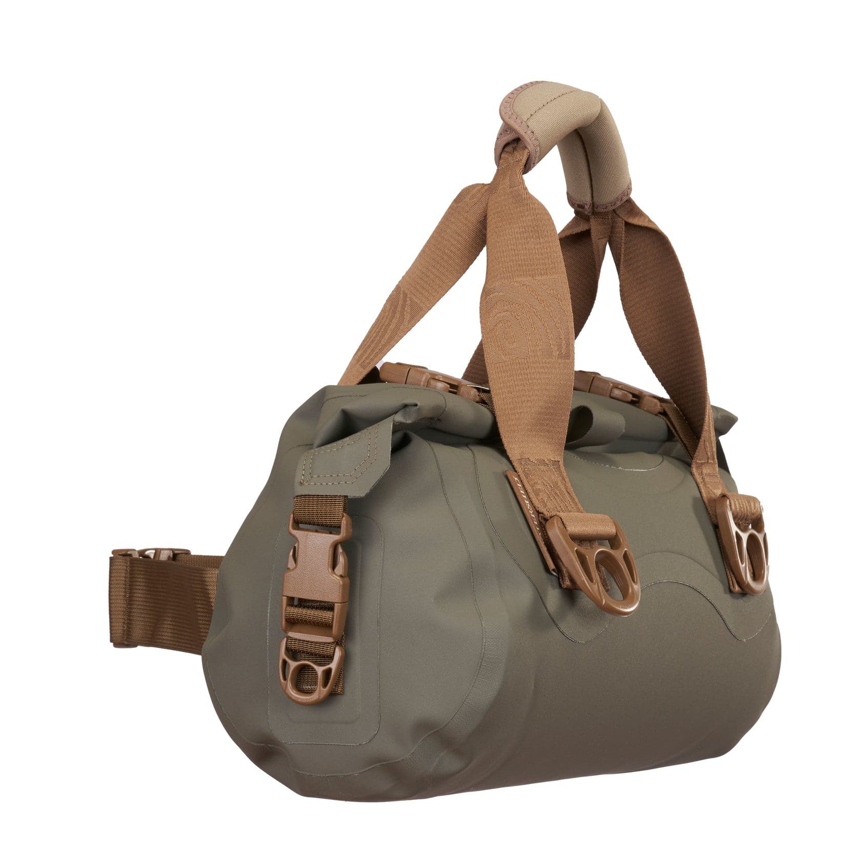 A large Watershed Goforth Duffel with straps on it.