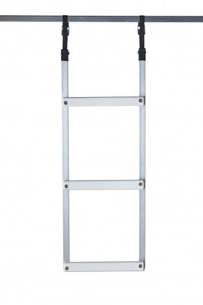 Featuring the Folding Raft Ladder cam strap, frame accessory, frame part, raft rigging manufactured by DownStream shown here from one angle.