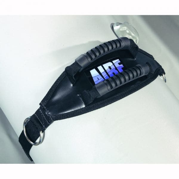 Featuring the Raft Thwart Handle raft rigging manufactured by AIRE shown here from one angle.