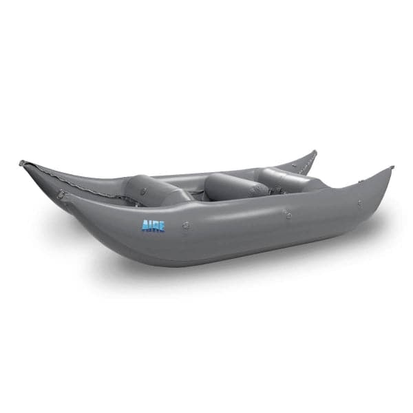 Featuring the Sabertooth 12' Paddle Cat cataraft manufactured by AIRE shown here from a seventh angle.