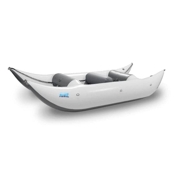 Featuring the Sabertooth 12' Paddle Cat cataraft manufactured by AIRE shown here from an eleventh angle.