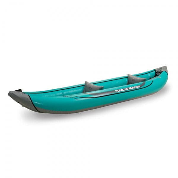 Featuring the Tributary Tomcat Tandem Inflatable Kayak ducky, inflatable kayak manufactured by AIRE shown here from a sixth angle.