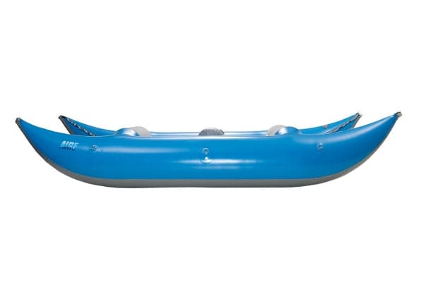 Featuring the Sabertooth 12' Paddle Cat cataraft manufactured by AIRE shown here from a third angle.