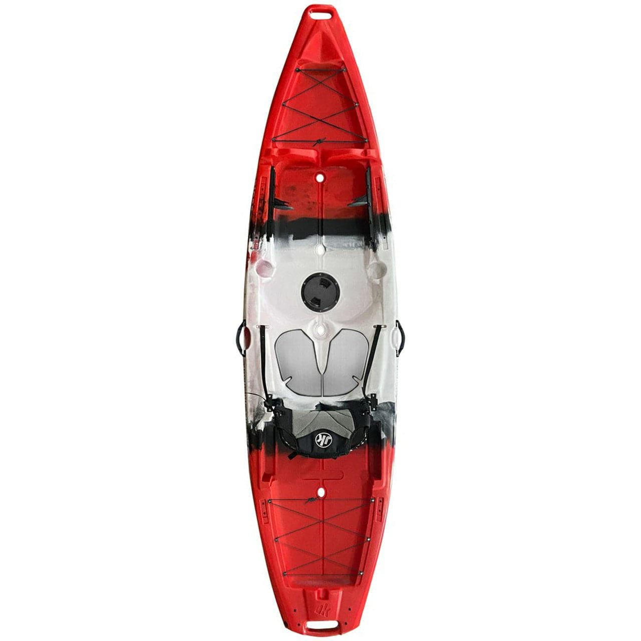 A red and white Staxx 10'8 kayak from Jackson Kayak on a white background.