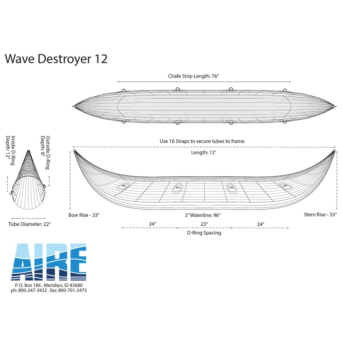 Featuring the Wave Destroyer Catarafts cataraft, fishing cat manufactured by AIRE shown here from an eleventh angle.