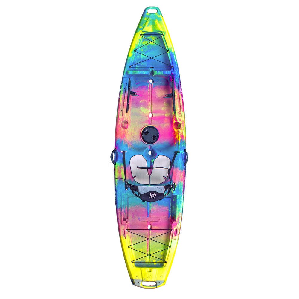 A colorful Staxx 10'8 kayak by Jackson Kayak on a white background.