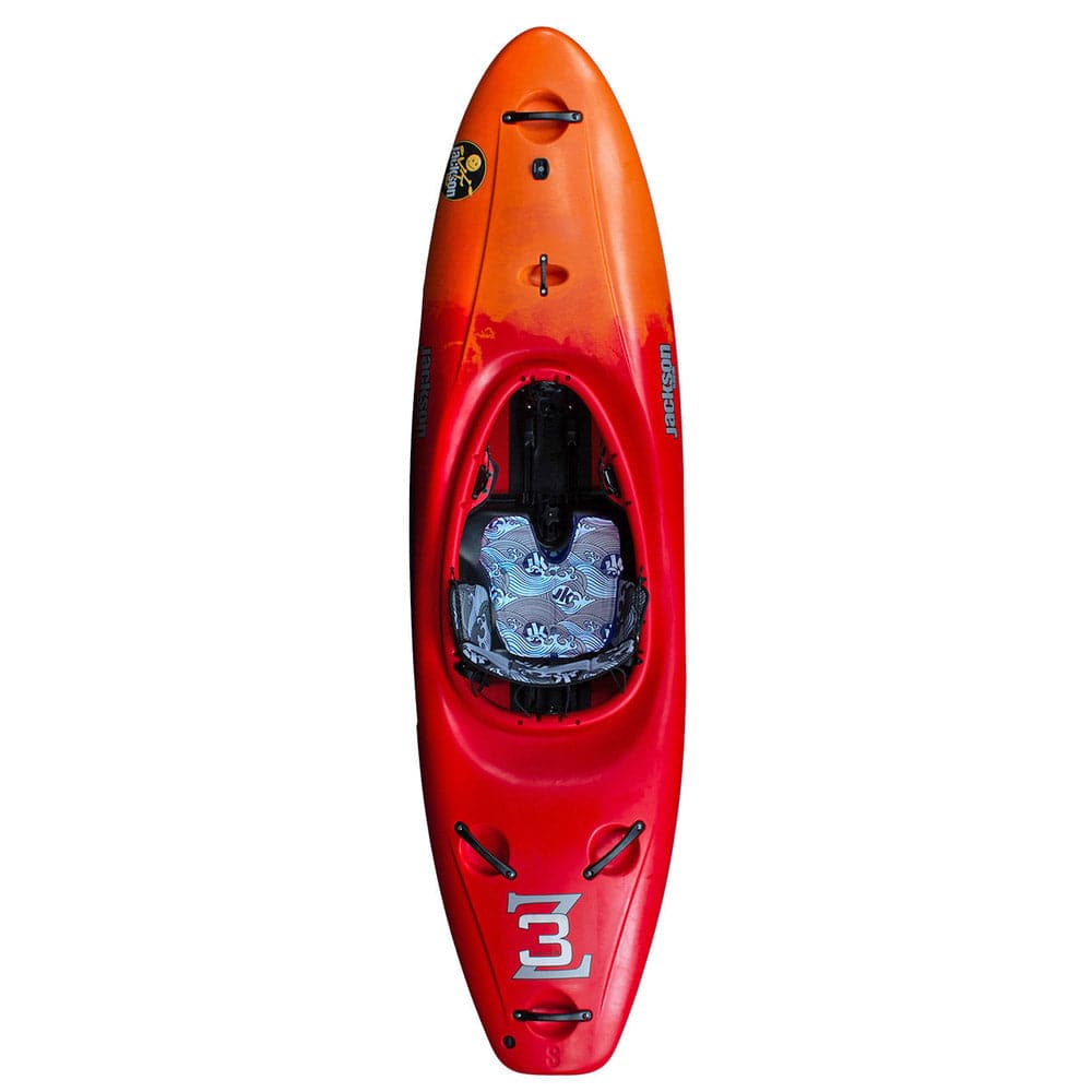 Featuring the Zen 3.0 creek boat, river runner kayak manufactured by Jackson Kayak shown here from a seventh angle.