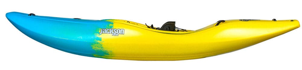 Featuring the Gnarvana creek boat, new, pre-order, river runner kayak manufactured by Jackson Kayak shown here from a sixth angle.