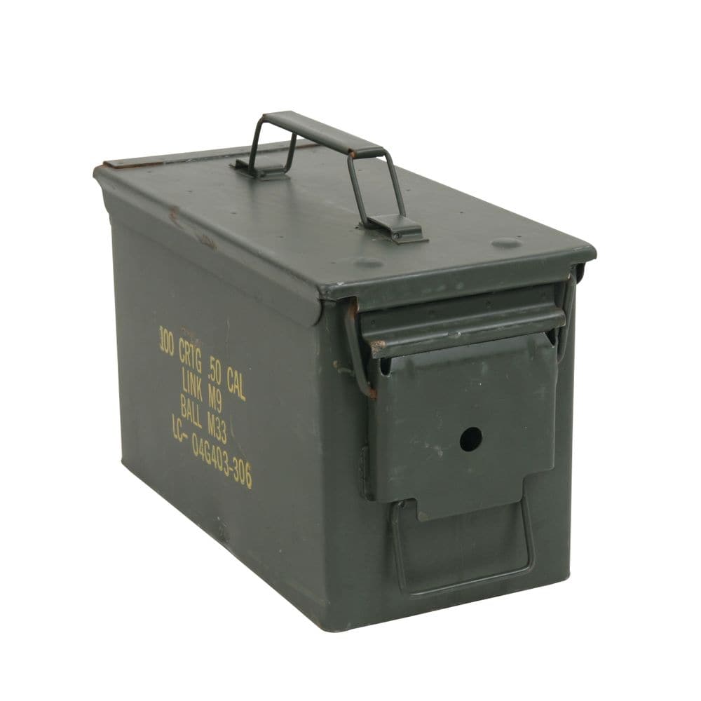 Featuring the Ammo Cans 50cal dry box manufactured by 4CRS shown here from one angle.