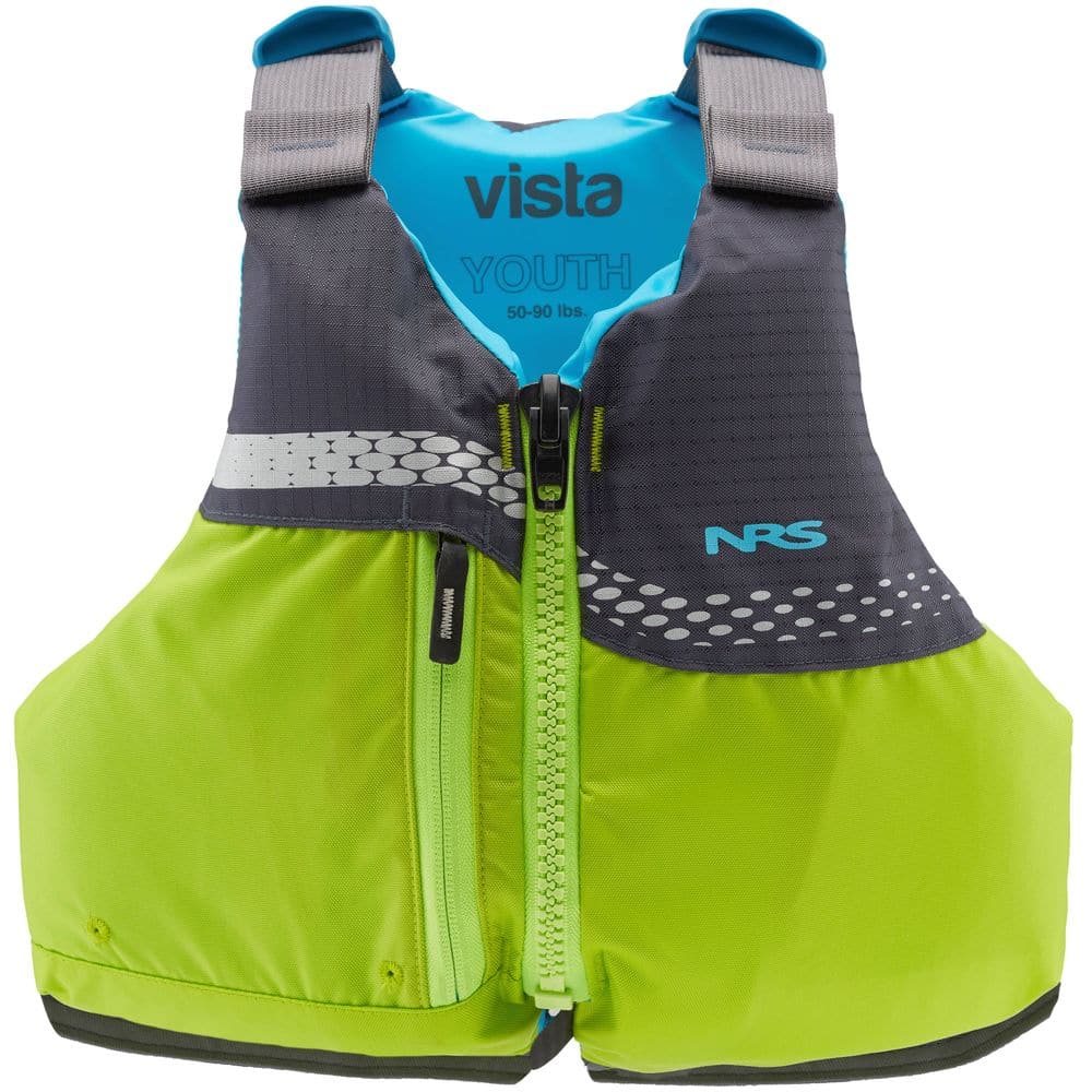 Featuring the Vista Youth PFD kid's pfd manufactured by NRS shown here from a second angle.