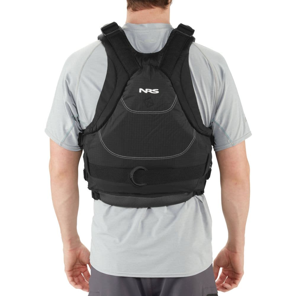 Featuring the Zen Rescue PFD rescue pfd manufactured by NRS shown here from a twenty third angle.