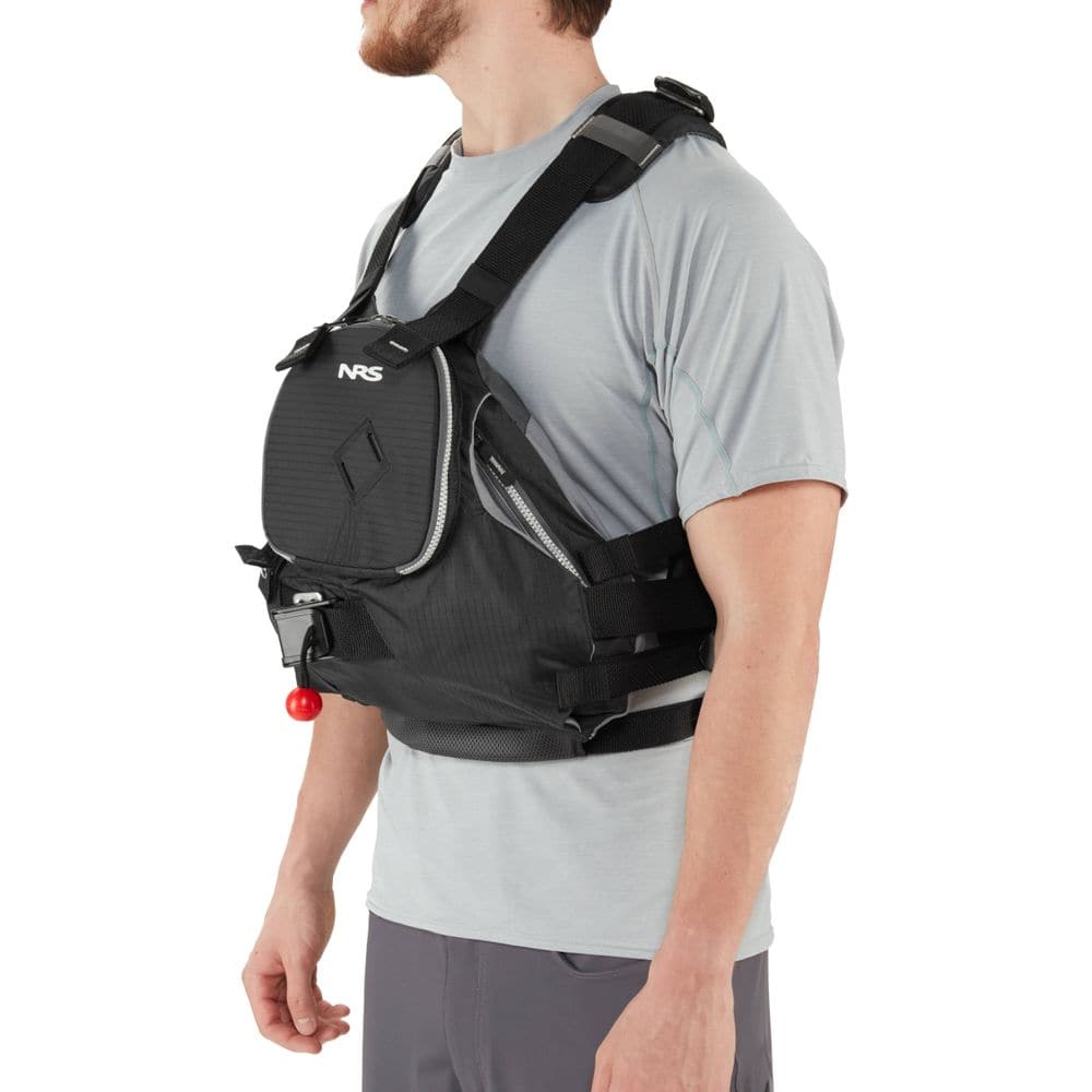 Featuring the Zen Rescue PFD rescue pfd manufactured by NRS shown here from a twenty first angle.