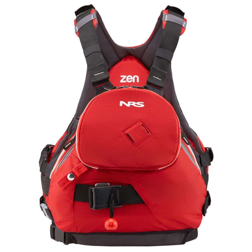 Featuring the Zen Rescue PFD rescue pfd manufactured by NRS shown here from one angle.