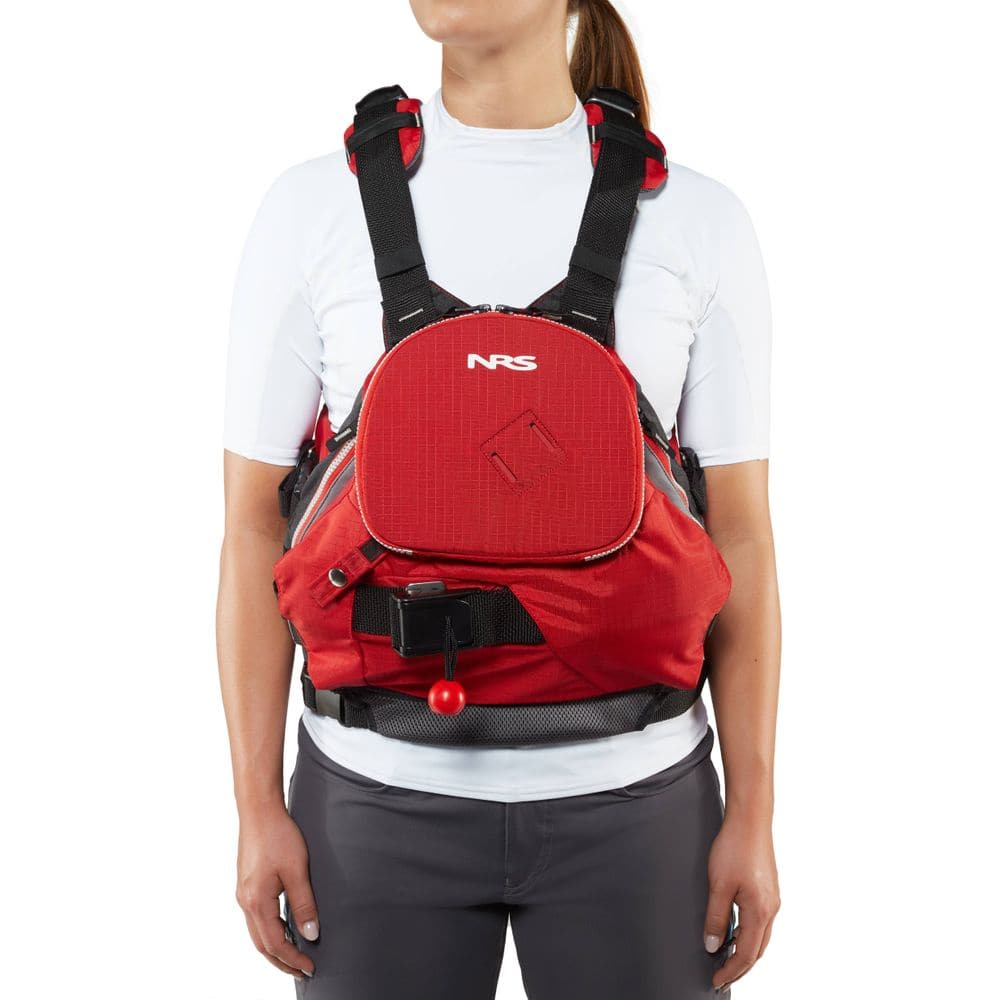 Featuring the Zen Rescue PFD rescue pfd manufactured by NRS shown here from a sixth angle.