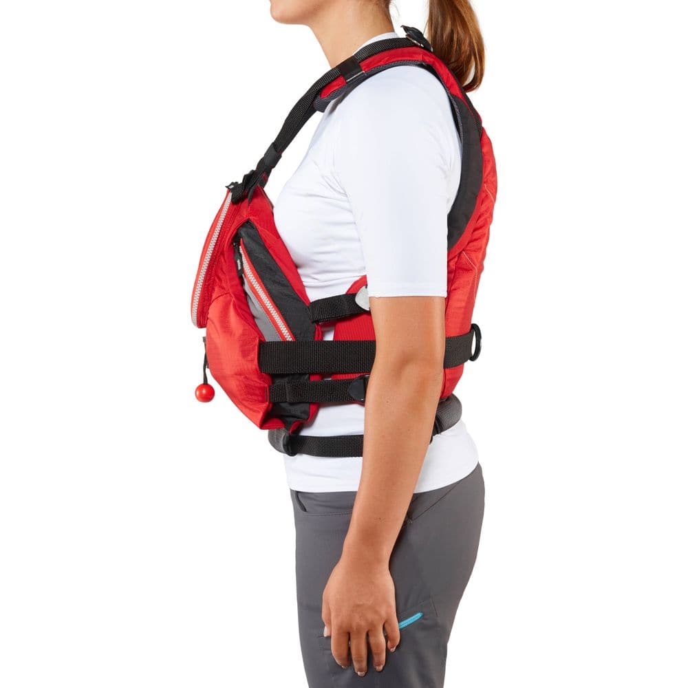 Featuring the Zen Rescue PFD rescue pfd manufactured by NRS shown here from an eighth angle.