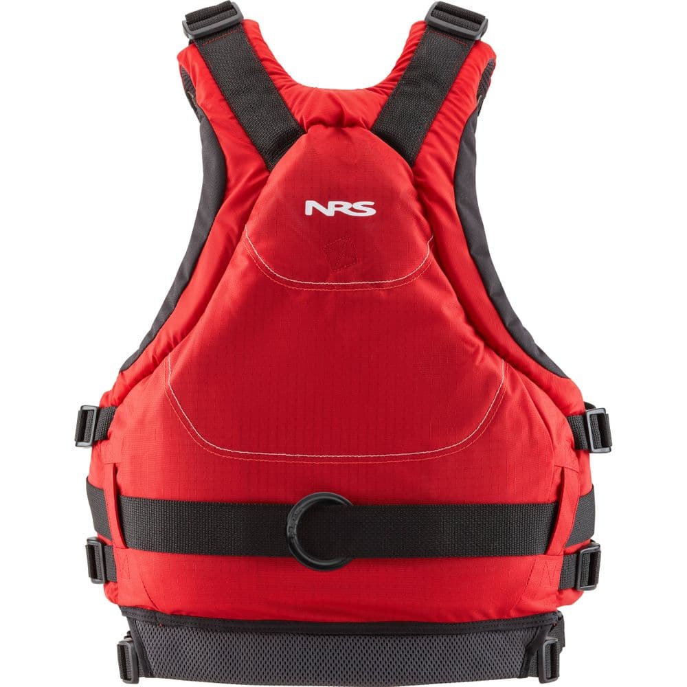 Featuring the Zen Rescue PFD rescue pfd manufactured by NRS shown here from a fourth angle.